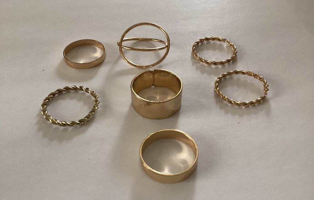 4454 NIP Set of 7 Gold Stacking Rings Bohemian Style Gold Ring Set
